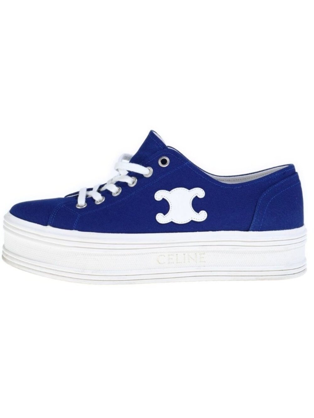 Celine Triomphe Logo Canvas Platform Low-Top Sneakers Blue